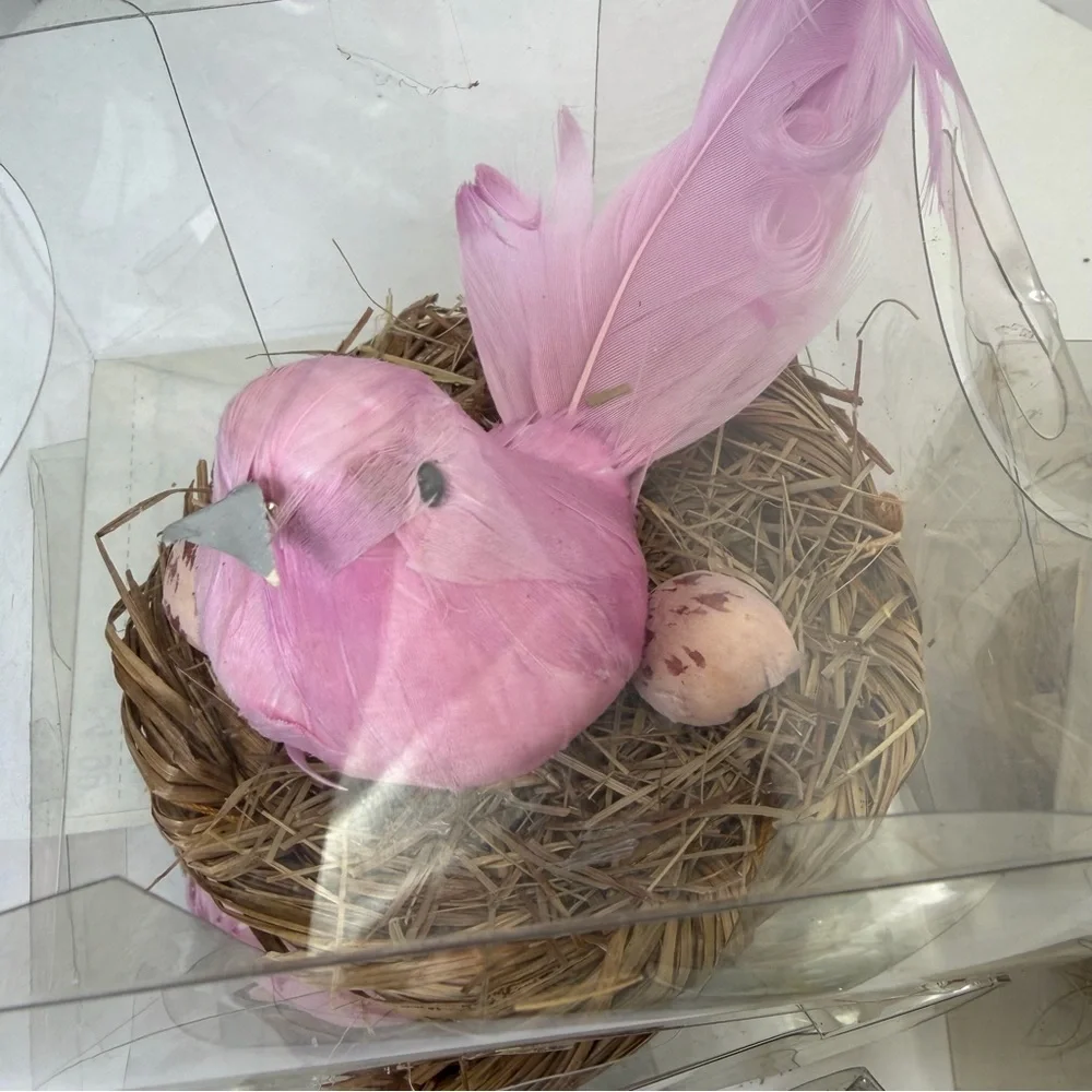 Vintage Easter Feather Birds Nest Set Twig Nest Spring Decor Cottage Lot of 9